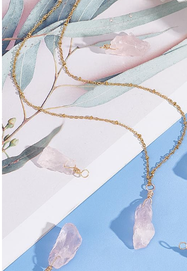 Rose Quartz Crystal Necklace for Love & Healing
